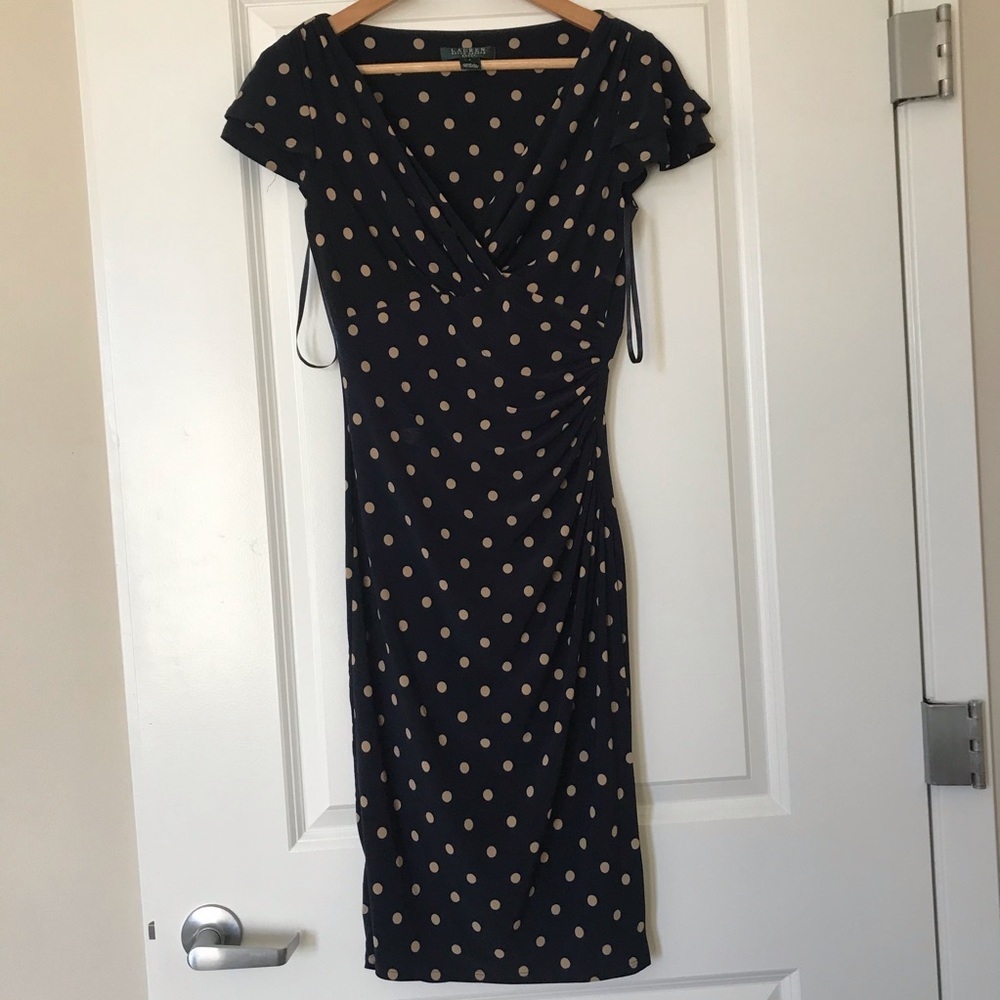 NWOT Ralph Lauren bodycon polka dot dress